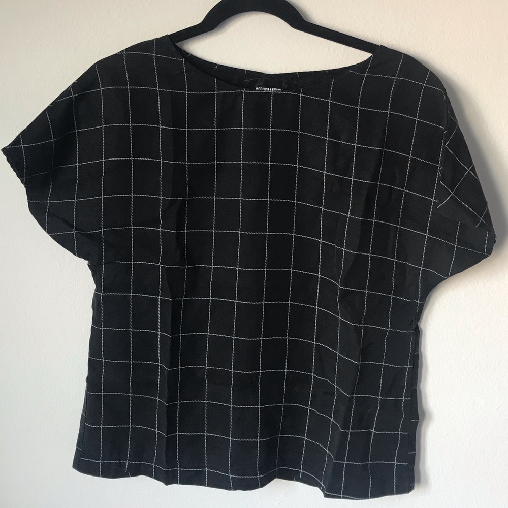 Reformation Grid pattern boxy top